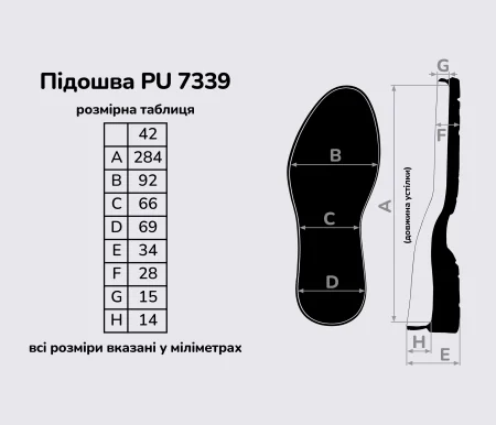 Підошва для взуття PU-7339, кол. білий 42