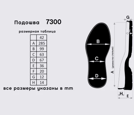 Подошва для обуви 7300 PU черный+коричневый 42
