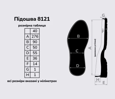 Підошва для взуття 8121, кол. чорний 40
