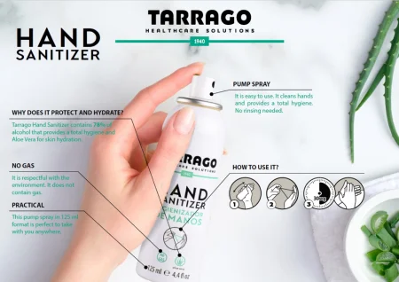 Антисептик для рук (санитайзер), TARRAGO Hand Sanitizer, 125 мл, THF02