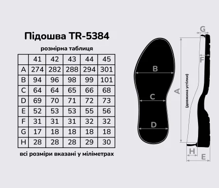 Підошва для взуття TR-5384, кол. чорний