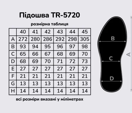Підошва для взуття TR-5720, кол. чорний