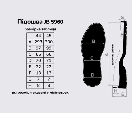 Підошва для взуття JB 5960, кол. чорний