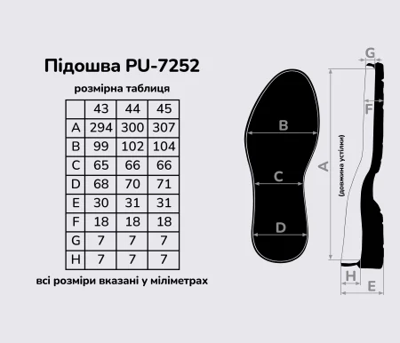 Підошва для взуття PU-7252