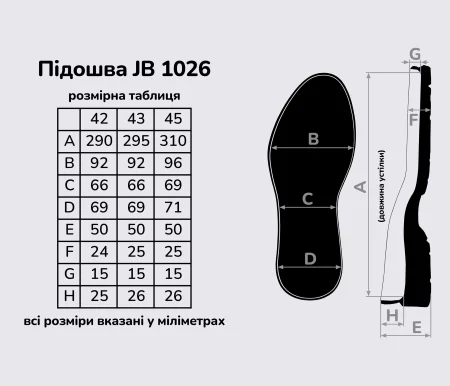 Підошва для взуття JB 1026, кол. чорний