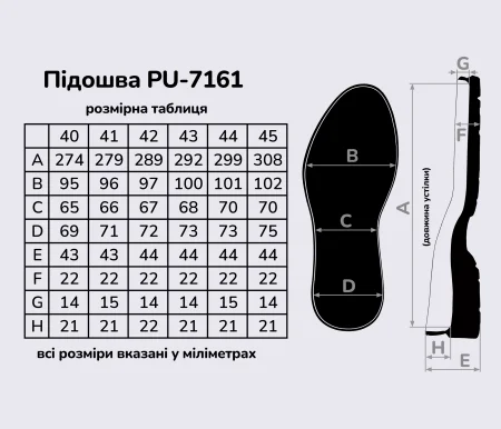Підошва для взуття PU-7161 24, кол. чорний