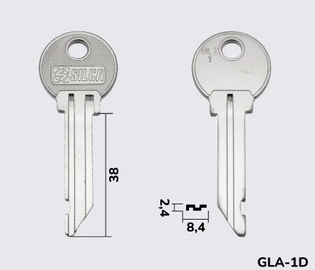 GLZ1 Silca заготовка ключа англійський профіль