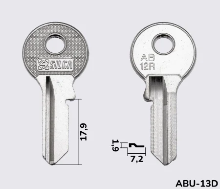 AB12R Silca Заготовка ключа англійський профіль
