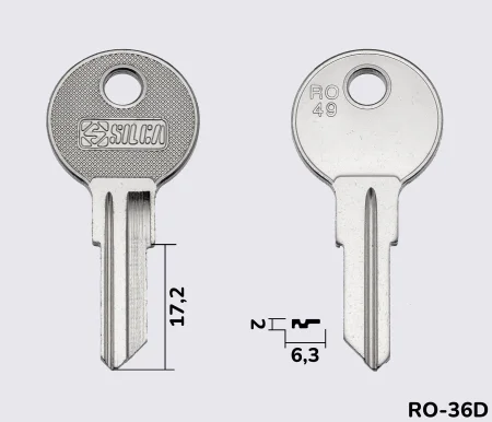 RO49 Silca заготовка ключа англійський профіль
