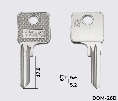 DM63 Silca заготовка ключа англійський профіль