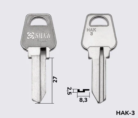 HAK3 Silca заготовка ключа англійський профіль