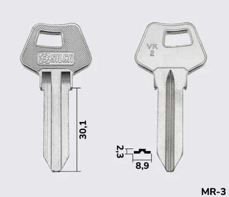 VK2 Silca заготовка ключа англійський профіль