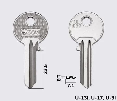 UL059 Silca заготовка ключа английский профиль