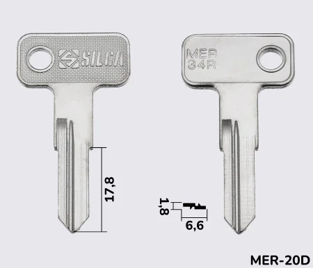 MER34R заготовка ключа англійський профіль