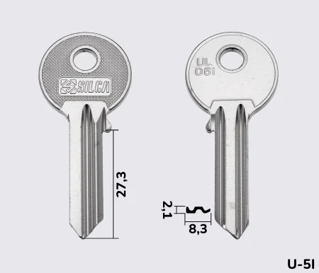 UL051 Silca заготовка ключа англійський профіль