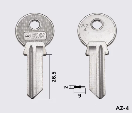 AZ4 Silca заготовка ключа англійський профіль