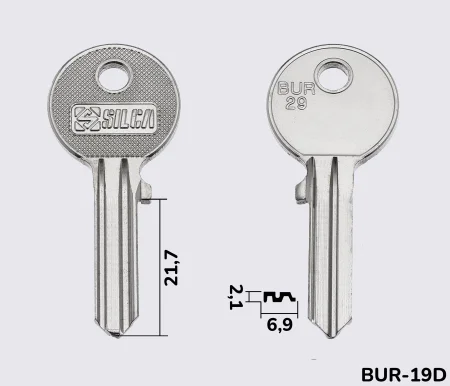 BUR29 Silca заготовка ключа англійський профіль