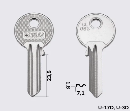 UL058 Silca заготовка ключа англійський профіль