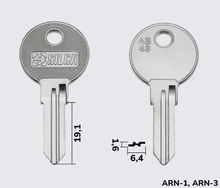 AB43 Silca заготовка ключа англійський профіль