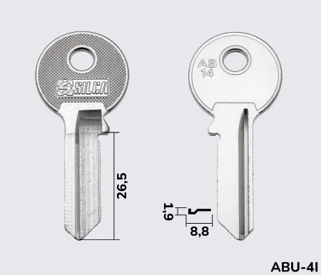 AB14 Silca заготовка ключа англійський профіль