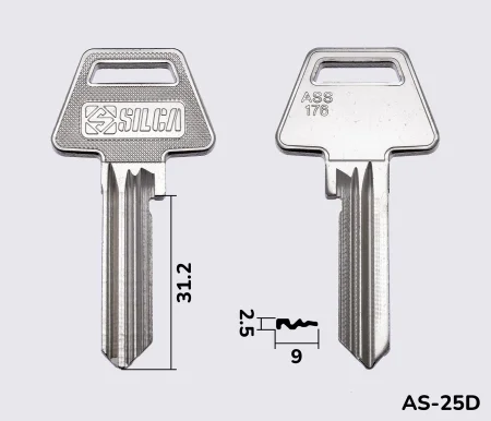ASS176 Silca заготовка ключа англійський профіль