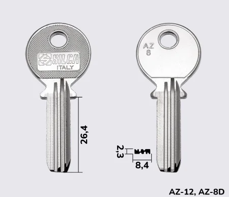 AZ8 Silca заготовка ключа англійський профіль