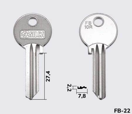 FB10R Silca заготовка ключа англійський профіль