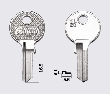 GL20 Silca заготовка ключа англійський профіль