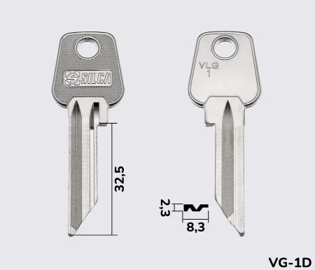 VLG1 Silca заготовка ключа англійський профіль