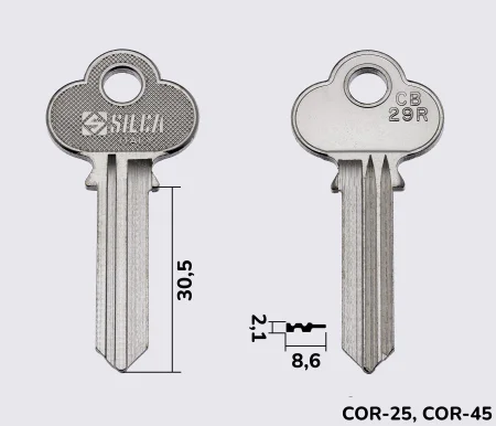 CB29R Silca заготовка ключа англійський профіль