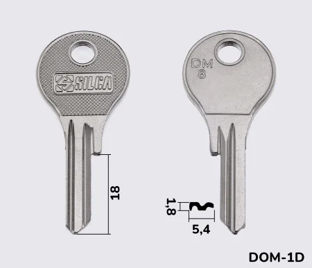DM8 Silca заготовка ключа англійський профіль