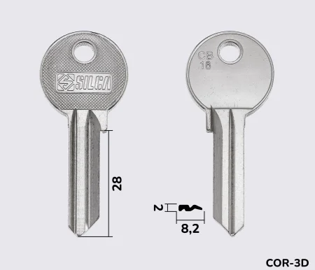 CB16 Silca заготовка ключа англійський профіль