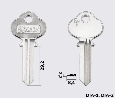 DN2 Silca заготовка ключа англійський профіль