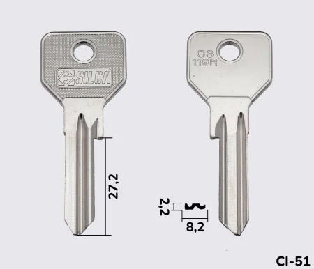 CS119R Silca заготовка ключа англійський профіль