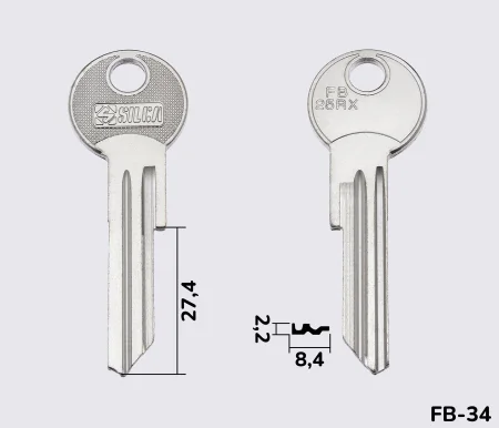 FB25RX Silca заготовка ключа англійський профіль