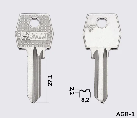 AGB1R Silca заготовка ключа англійський профіль