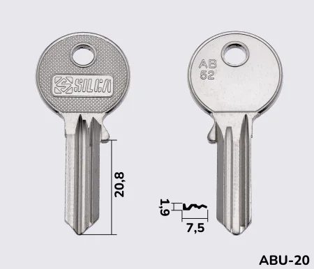 AB52 Silca заготовка ключа англійський профіль