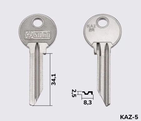 KAZ2R Silca заготовка ключа англійський профіль