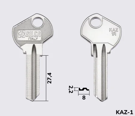 KAZ1R Silca заготовка ключа англійський профіль