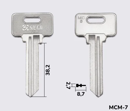 MC8 Silca заготовка ключа англійський профіль