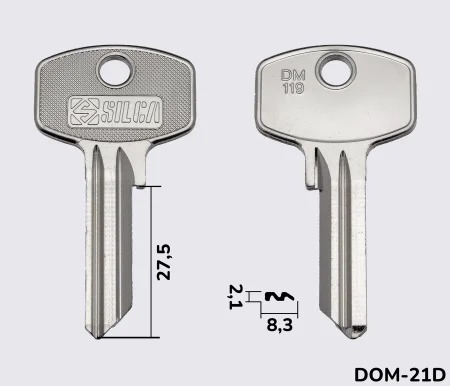 DM119 Silca заготовка ключа англійський профіль