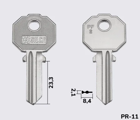 PF2 Silca заготовка ключа англійський профіль