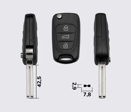 HYUNDAI I30-35 на 3 кнопки заготовка викидного ключа (корпус)