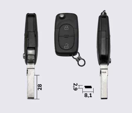 AUDI лезо HU66 на 2 кнопки заготовка викидного ключа (корпус)