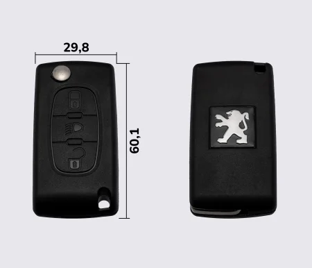 Заготовка PEUGEOT викидний ключ 3 кнопки (корпус) лезо HU83Т