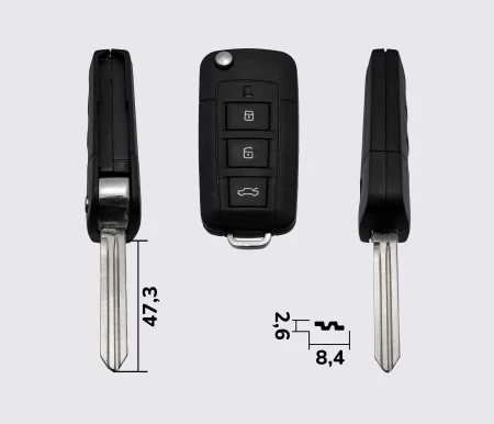 Заготовка HYUNDAI викидний ключ 3 кнопки (корпус)