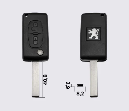 PEUGEOT викидний ключ 2 кнопки (корпус) лезо HU83 заготовка ключа