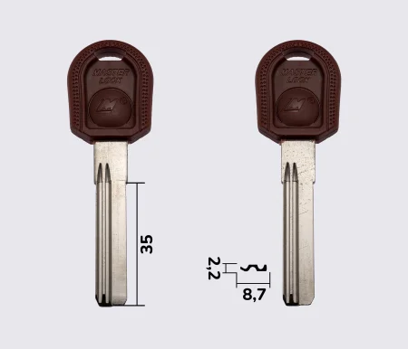MASTER LOCK 35мм з довгим упором заготовка ключа з пластиковою ручкою