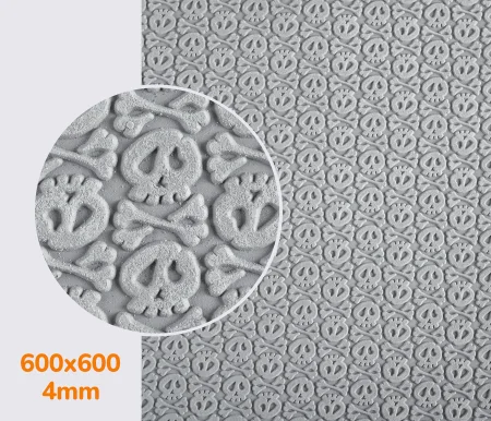 Резина каучуковая FAVOR - SKULLS, р. 600*600*4мм, цв. серый