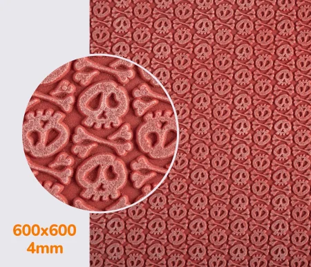 Резина каучуковая FAVOR - SKULLS, р. 600*600*4мм, цв. красный